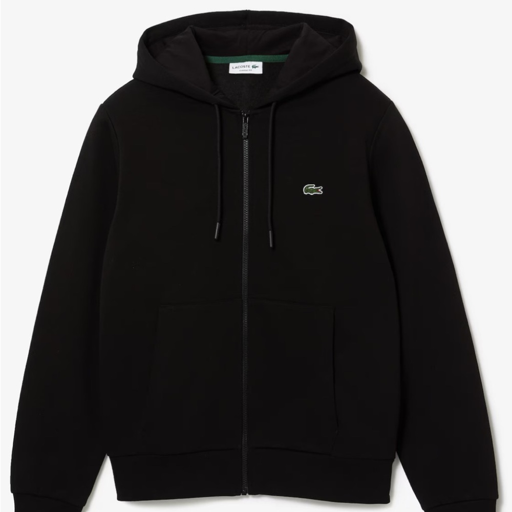 Lacoste Zip Up Classic Fit Hoodie in Black